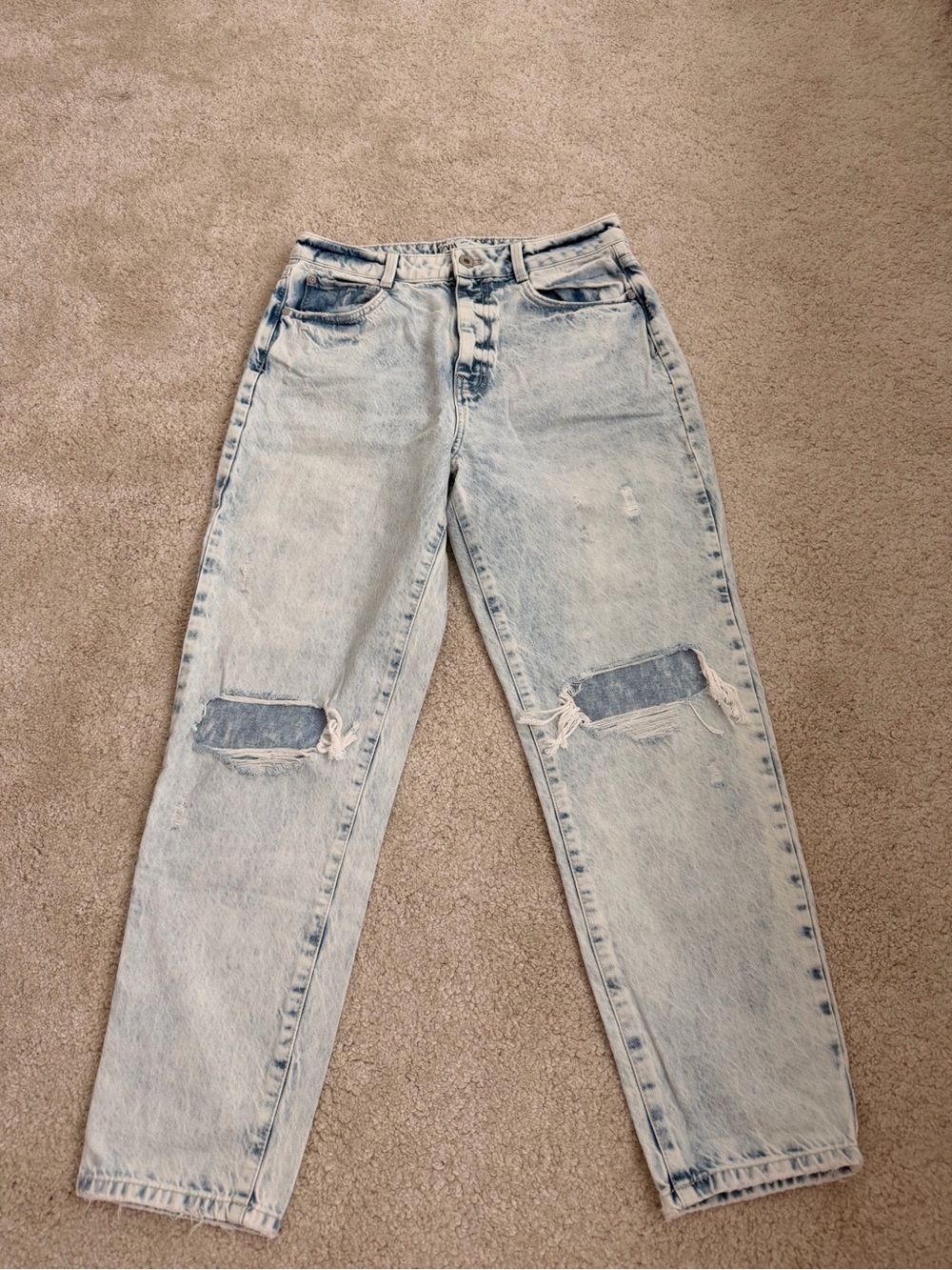 Zara Light Blue Distressed Boyfriend Jeans